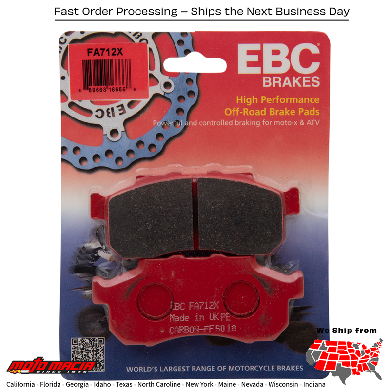 Brake Pads Fa712x Carbon X Series Honda Sxs500m2 Pioneer 500 2015-2017 - Image 3