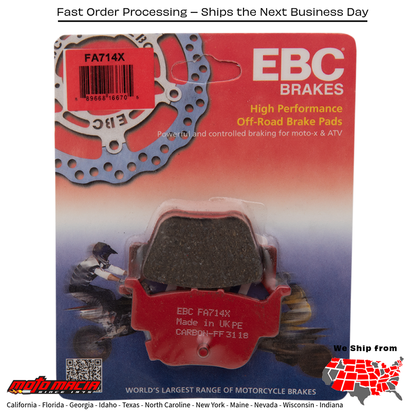 Brake Pads Fa714x Carbon X Series Honda Sxs500m2 Pioneer 500 2015-2017 - Image 2