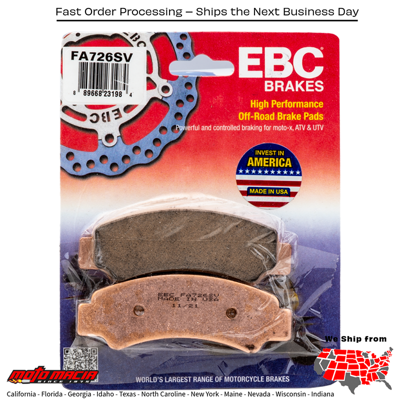 Brake Pads Fa726sv Severe Duty Sv Series CF-Moto Zforce 1000 EPS 2017-2019