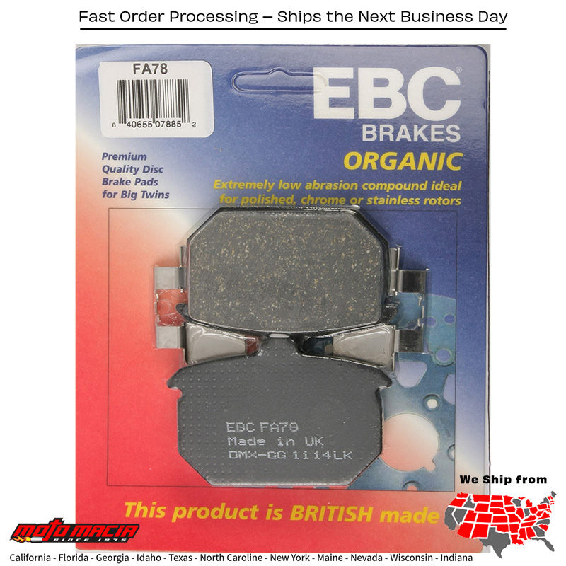 Brake Pads Fa78 Organic Harley-Davidson Fxr Super Glide 1982-1987