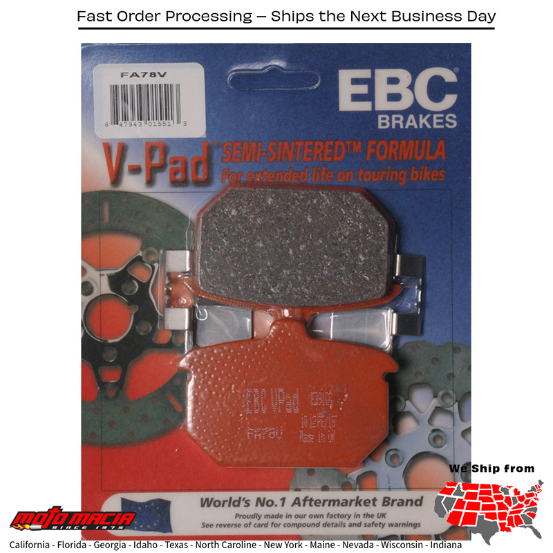 Brake Pads Fa78v Semi-Sintered V Series Harley-Davidson Fxr Super Glide 198