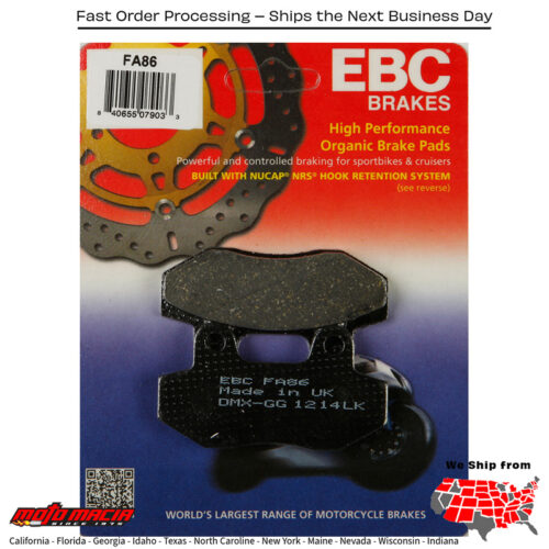 Brake Pads FA86 Organic Hyosung ST7 2010-2011 Honda CMX250 Rebel 250 1985-1