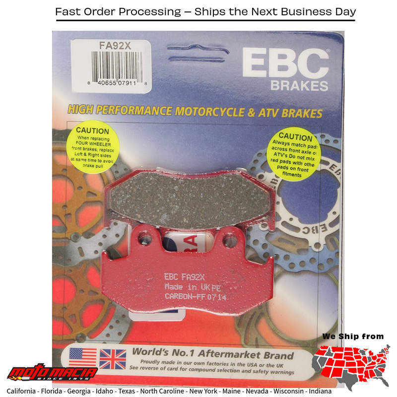 Brake Pads Fa92x Carbon X Series Honda Cr500r 1984-1986 Xr600r 1985-1