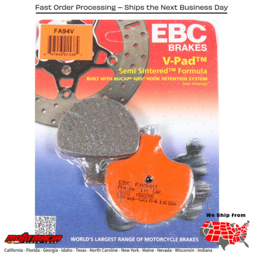 Brake Pads Fa94v Semi-Sintered V Series Harley-Davidson Flhr Road King 1994