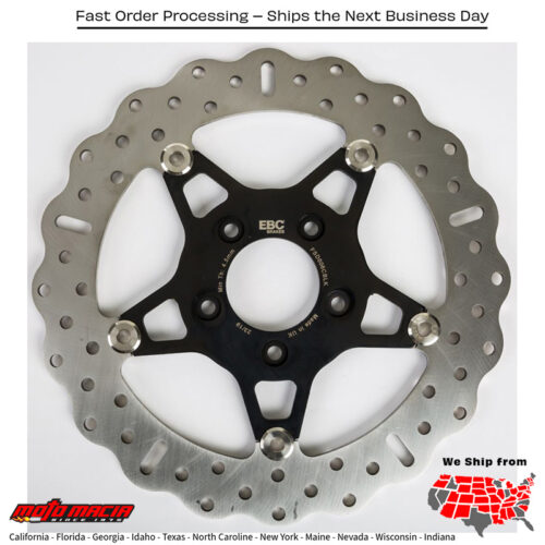 V-Twin Street Rotor Fsd006cblk Floating 5 Spoke Front Harley Davidson Flhr