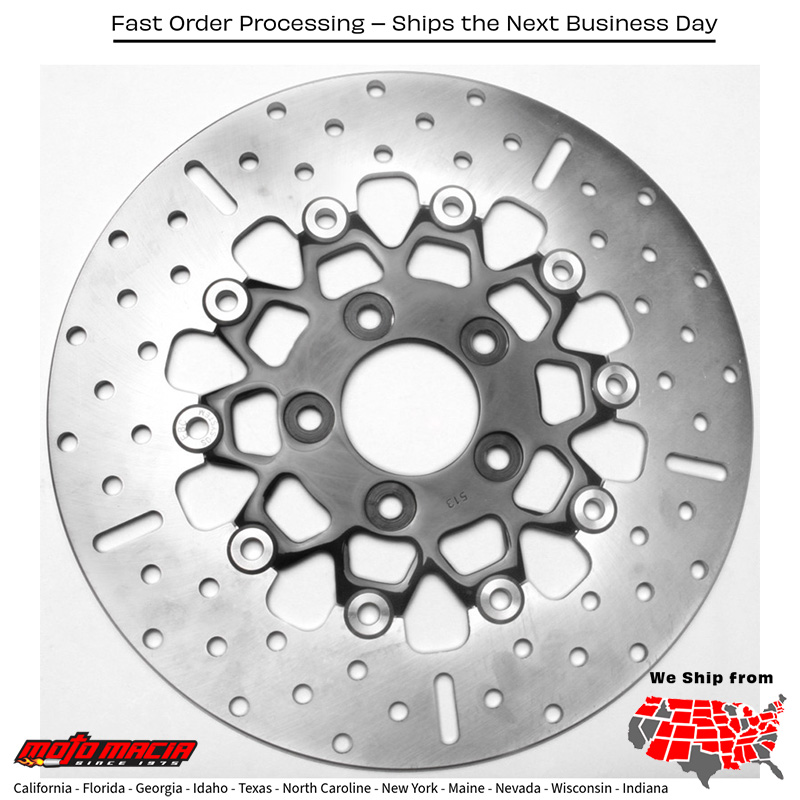 V-Twin Street Rotor Rsd020blk Floating Chrome/Black Harley Davidson Fxdl Dy