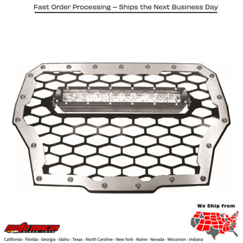 Mq Grill Bk/Sv W/Lght Pol Trbo Mpn: Rzr-Fgls-T-BlkFitment Polaris Rzr Xp 1000 Eps 2017