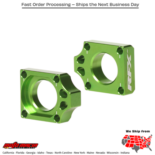 Rear Axle Blocks Green Kawasaki Kx250f 2004-2016 Kx450f
