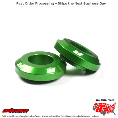 Fast Rear Wheel Spacers Green Kawasaki Kx250 2021-2023