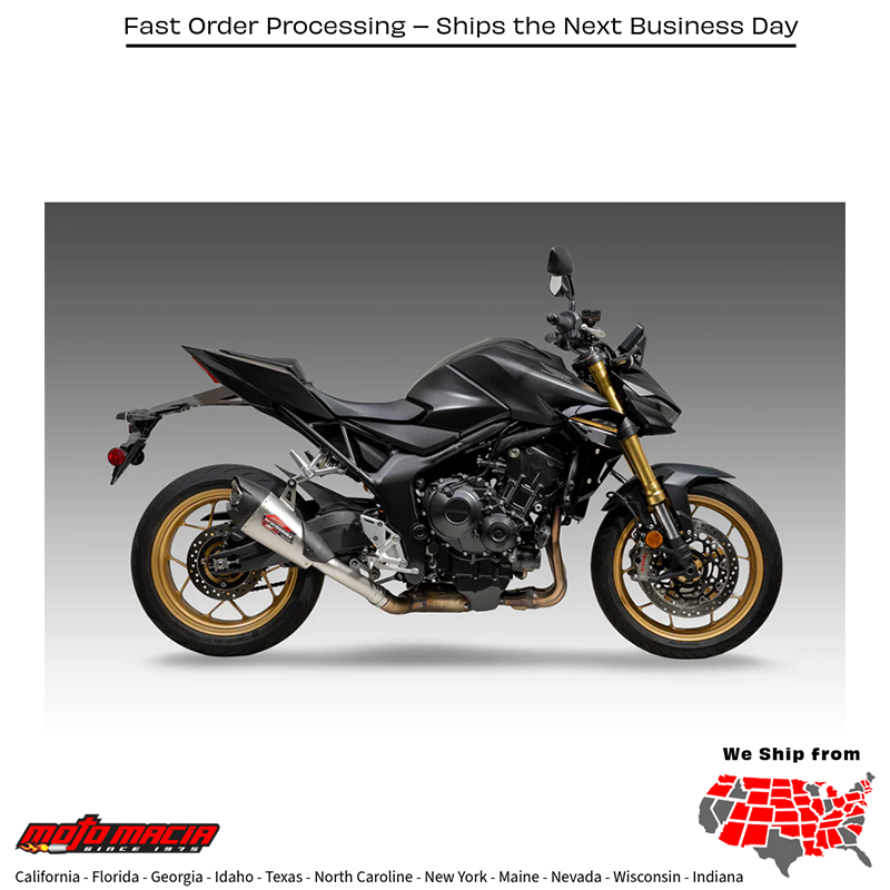 Exhaust Street At2 Slip-On Stainless Steel/Carbon Fiber with Honda CB1000 Hornet
