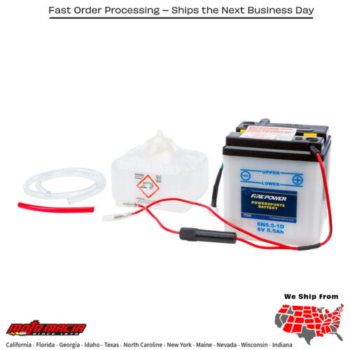 Battery W/Acid 6n5.5-1d 6v Honda Ct90 1969-1979 St90 1973-1975