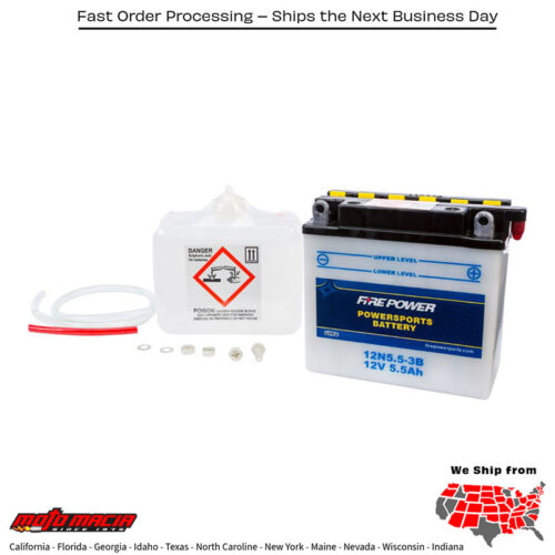 Battery W/Acid 12n5.5-3b 12v Yamaha Rz350 1984-1985 Xs1 1970-1971