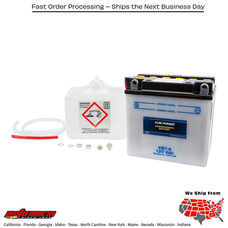 Battery W/Acid Cb7-A 12v Heavy Duty Suzuki Gn125e 1982-1995 Arctic Cat Prow