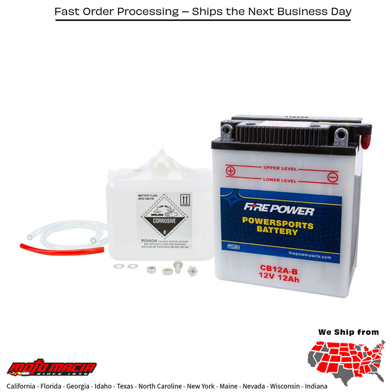 Battery W/Acid Cb12a-B 12v Heavy Duty Honda Xl600v Transalp 1989-1990