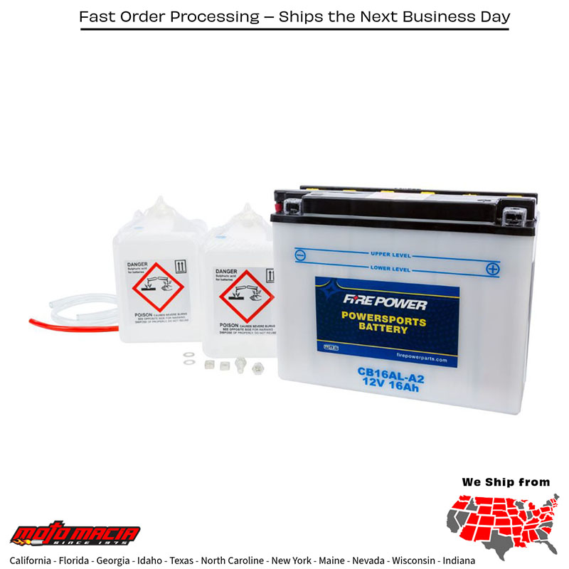 Battery W/Acid Cb16al-A2 12v Heavy Duty Yamaha Vmax 500 1995-2001 Ducati 91