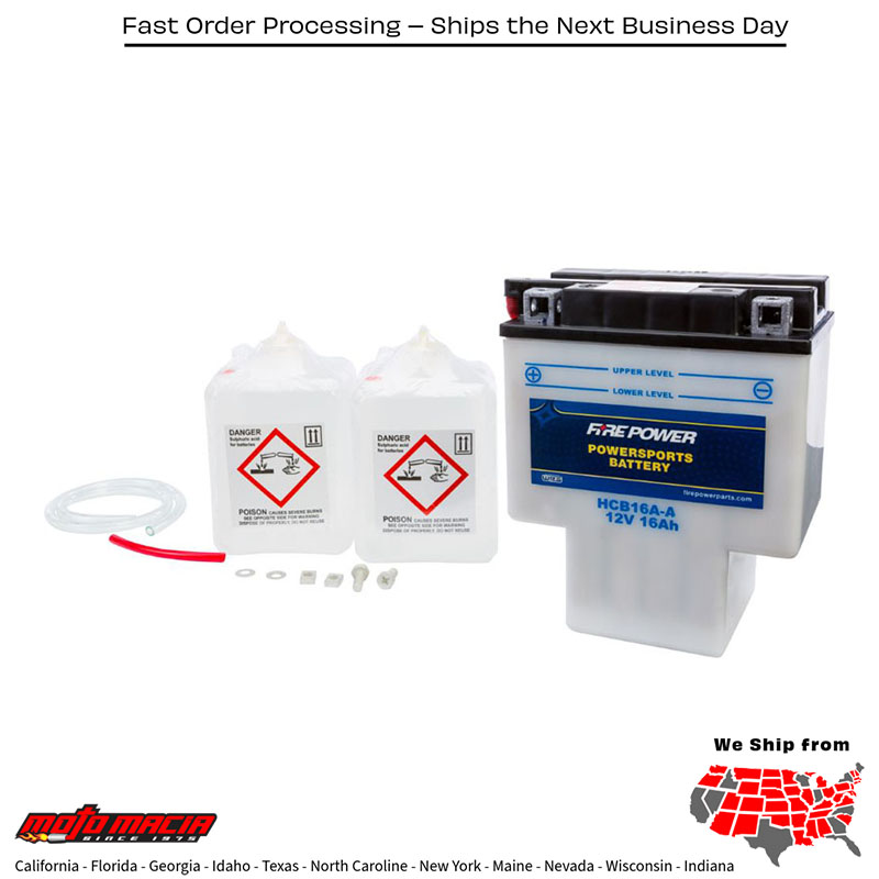 Battery W/Acid Hcb16a-A 12v Heavy Duty Honda Vt750c Shadow 1983-1983