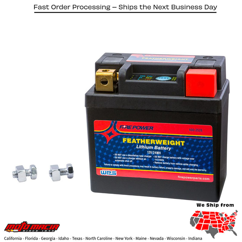 Featherweight Lithium Battery 140cca Hj04l-Fp-Il 12v/24wh Ktm 250 Sx-F Factory O