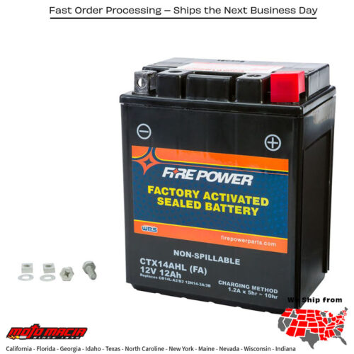 Battery Ctx14ahl/Cb14l-A2 Sealed Factory Activated Yamaha Venture 500 1998- more