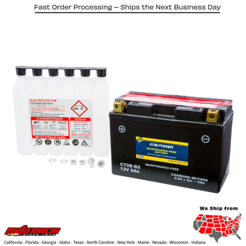 Battery Ct9b-Bs Maintenance Free Yamaha Yfm700 Raptor 2013-2014