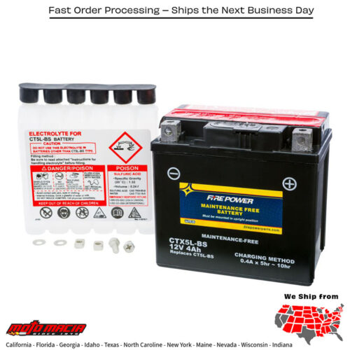 Battery Ctx5l-Bs Maintenance Free Yamaha Yw50fx Zuma 2014-2018 Polaris Outl