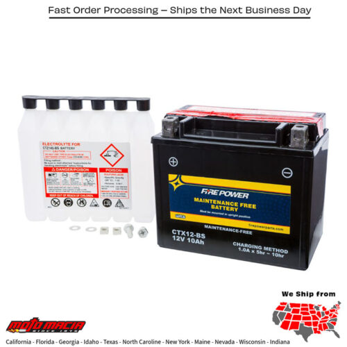 Battery Ctx12-Bs Maintenance Free Kawasaki Vn900c Vulcan 900 Custom 2007-20