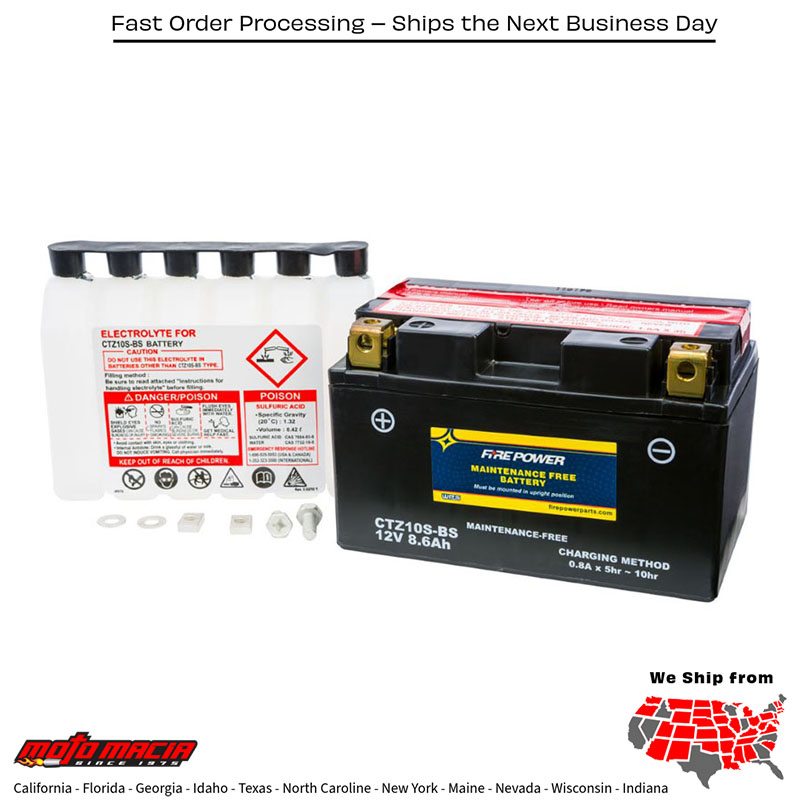 Battery Ctz10s-Bs Maintenance Free Mv Agusta F4 R 2012-2014 10 more