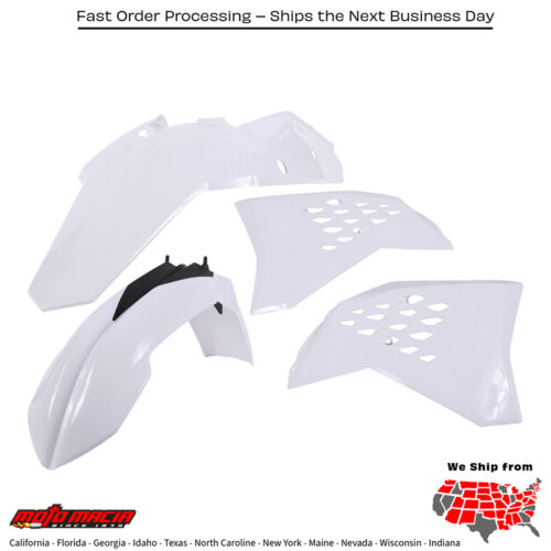 PLASTIC KIT WHITE KTM 250 SX 2007-2010 KTM 250 SX-F 2007-2010 KTM 250 XC 2008-2011 KTM 250 XC-W 2008-2011 KTM 300 XC 2008-2011 KTM 300 XC-W 2008-2011 KTM 450 SX-F 2007-2010 KTM 450 XCF-W 2008-2010 KTM 530 XC-W 4-Stroke 2008-2010 KTM 200 Xc 2008-2009 KTM 45