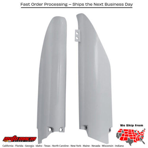 FORK GUARD WHITE Suzuki RM-Z250 2007-2018 Suzuki RM-Z450 2007-2017 Suzuki RM250 2007-2008 Suzuki RM125 2007-2008