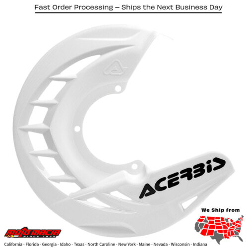 X-BRAKE DISC COVER WHITE KTM Suzuki Yamaha Beta Gas Gas Honda Husqvarna Kawasaki Gas-Gas 85 SX (19/16) 200 Xc 250 XC-F 450 XC-F 505 Xc-F 125 SXS 144 Sx 250 SXS-F 450 SXS 4-Stroke 505 Sx-F 125 Exc 250 SXS 525 EXC-G 4-Stroke 525 XC-G 4-Stroke