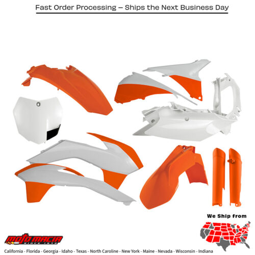 FULL PLASTIC KIT ORANGE KTM 350 XC-F 2013-2015 KTM 150 XC 2013-2015 KTM 450 SX-F Factory Edition 2013-2014 KTM 350 SX-F 2013-2015 KTM 250 SX 2013-2015 KTM 250 SX-F 2013-2015 KTM 250 XC 2013-2015 KTM 300 XC 2013-2015 KTM 450 SX-F 2013-2015 KTM 250 XC-F 2013