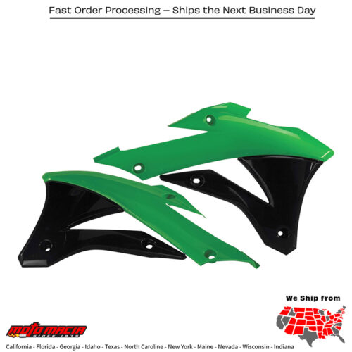 RADIATOR SHROUDS GREEN/BLACK Kawasaki KX85 2014-2021 Kawasaki KX100 2014-2021