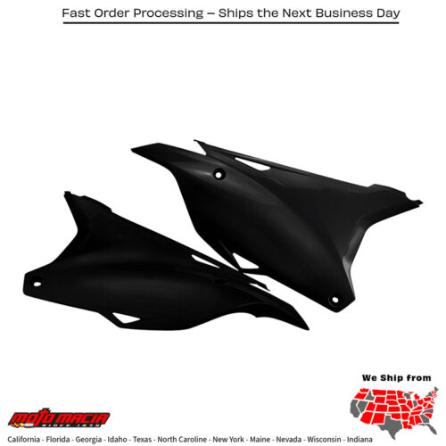 SIDE PANELS BLACK Kawasaki KX85 2001-2024 Kawasaki KX100 2001-2021 Kawasaki KX112 2022-2024 Kawasaki KX80 1998-2000