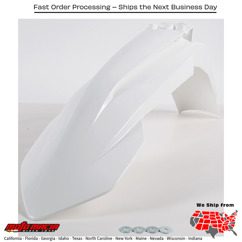FRONT FENDER WHITE KTM 350 EXC-F 2017-2023 KTM 500 XCF-W 2016-2021 KTM 350 XCF-W 2016-2021 KTM 350 XC-F 2016-2022 KTM 450 SX-F Factory Edition 2016-2020 KTM 350 SX-F 2016-2022 KTM 250 SX-F 2016-2022 KTM 500 EXC-F 2017-2023 KTM 450 SX-F 2016