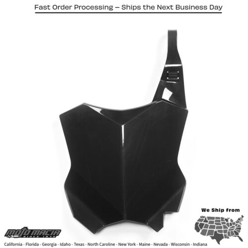 FRONT NUMBER PLATE BLACK Kawasaki KX250F 2017-2024 Kawasaki KX450F 2016-2024 Kawasaki KX450X 2021-2024
