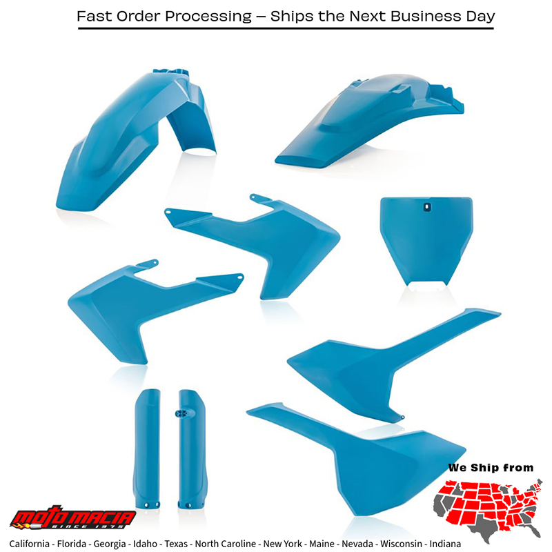 FULL PLASTIC KIT LIGHT BLUE Husqvarna TC 125 FC 250 FC 350 FC 450 TC 250 FC 450 Rockstar Edition 2016-2018