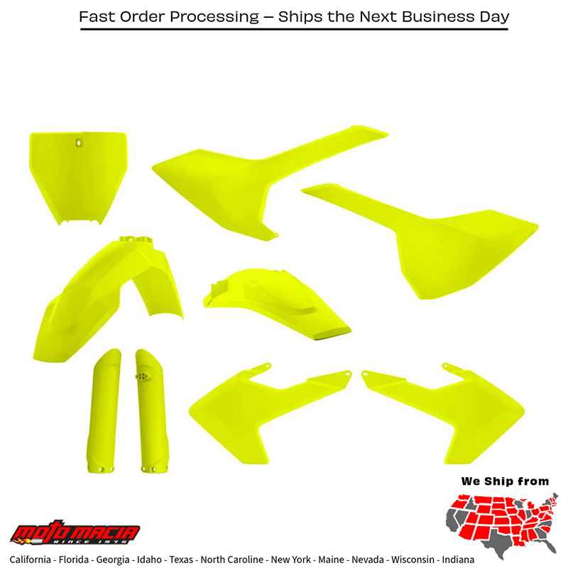FULL PLASTIC KIT FLUORESCENT YELLOW Husqvarna TC 125 2016-2018 Husqvarna FC 250 2016-2018 Husqvarna FC 350 2016-2018 Husqvarna FC 450 2016-2018 Husqvarna TC 250 2017-2018