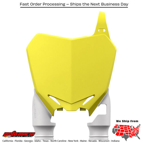 FRONT NUMBER PLATE YELLOW WHITE Suzuki RM-Z250 2010-2017 Suzuki RM-Z450 2008-2017