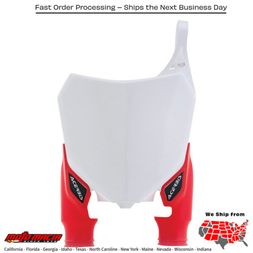 FRONT NUMBER PLATE WHITE/RED Honda CRF450R 2013-2016 Honda CRF250R 2014-2017