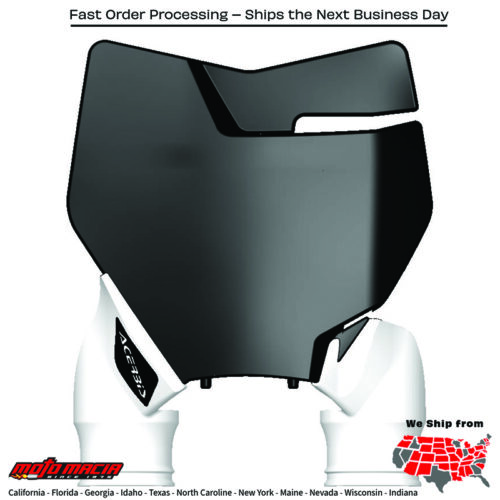 FRONT NUMBER PLATE BLACK/WHITE KTM 350 SX-F 2016-2018 Husqvarna TC 125 2016-2018 Husqvarna FC 250 2016-2018 Husqvarna FC 350 2016-2018 Husqvarna FC 450 2016-2018 Husqvarna TC 250 2017-2018 KTM 250 SX 2017-2018 KTM 250 SX-F 2016-2018 KTM 450
