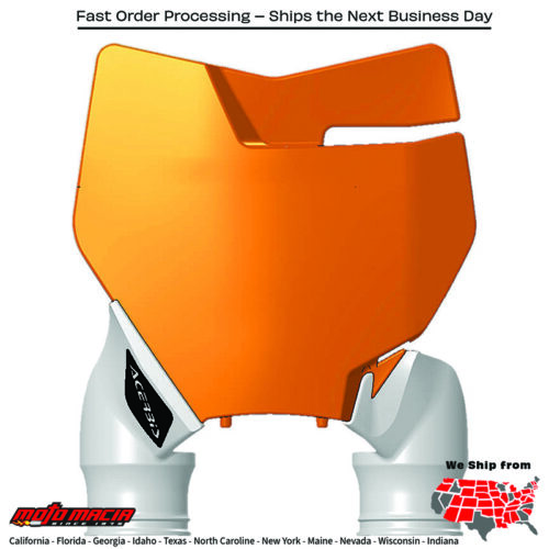 FRONT NUMBER PLATE ORANGE/WHITE KTM 350 SX-F 2016-2018 KTM 250 SX 2017-2018 KTM 250 SX-F 2016-2018 KTM 450 SX-F 2016-2018 KTM 125 SX 2016-2018 KTM 150 SX 2016-2018 KTM 250 SX-F Factory Edition 2017-2018 KTM 450 SX-F Factory Edition 2017-201