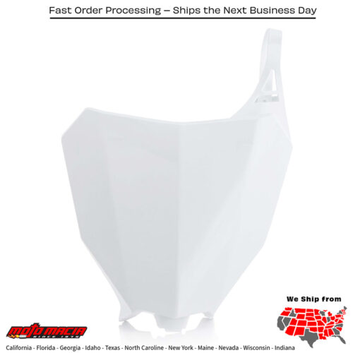 FRONT NUMBER PLATE WHITE Honda CRF450RX 2017-2019 Honda CRF450R 2017-2019 Honda CRF250R 2018-2019 Honda CRF250RX 2019-2019