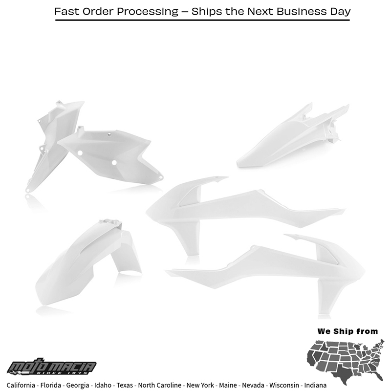 PLASTIC KIT WHITE KTM 350 EXC-F 2017-2019 KTM 500 EXC-F 2017-2019 KTM 450 EXC-F 2017-2019 KTM 250 EXC-F 2017-2019 KTM 250 EXC 2017-2017 KTM 300 EXC 2017-2017