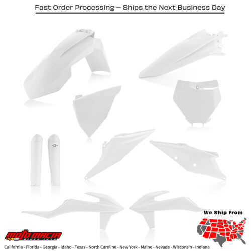 FULL PLASTIC KIT WHITE KTM 450 SX-F 350 SX-F 250 SX-F 250 SX 150 SX 125 SX 450 XC-F 350 XC-F 250 XC-F 300 XC 250 XC 125 XC 2019-2022