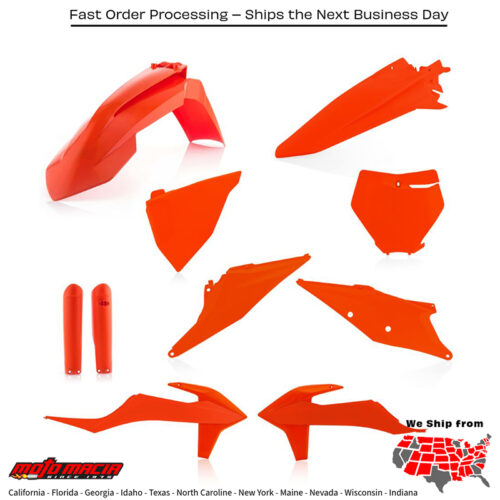 FULL PLASTIC KIT ORANGE KTM 350 EXC-F 350 XC-F 350 SX-F 450 SX-F 250 XC-F 450 XC-F 450 SX-F Factory Edition 250 SX-F 250 SX 150 SX 125 SX 350 XCF-W 300 XC 250 XC 125 XC 2017-2022