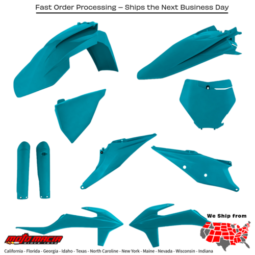 FULL PLASTIC KIT KTM TEAL METALLIC KTM 450 SX-F 350 SX-F 250 SX-F 250 SX 125 SX 450 XC-F 350 XC-F 250 XC-F 450 SX-F Factory Edition 150 SX 300 XC 250 XC 125 XC 2019-2022