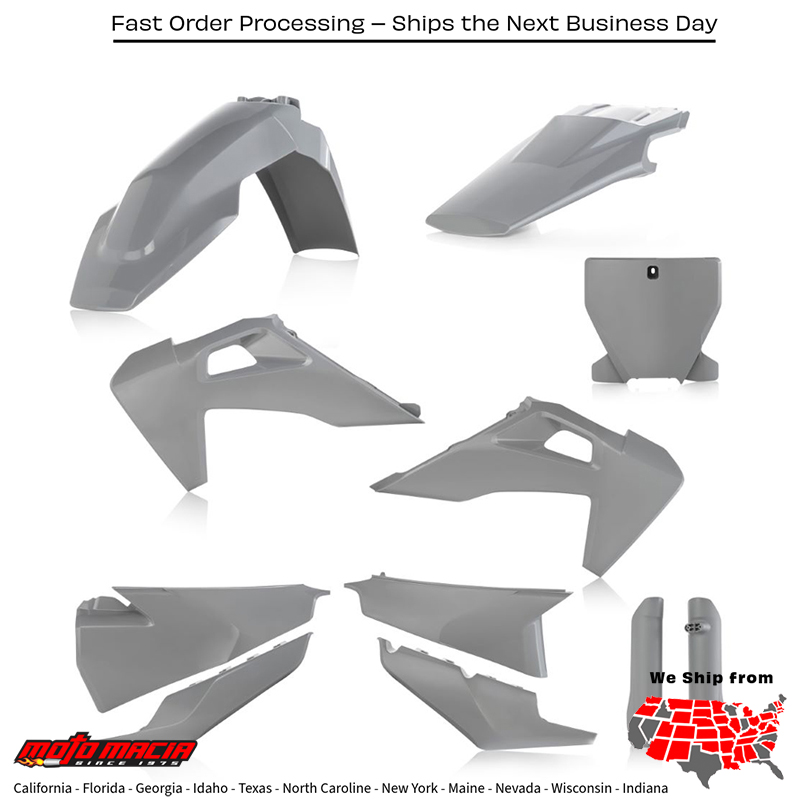 FULL PLASTIC KIT GREY Husqvarna FX 350 FX 450 TC 125 TC 250 FC 250 FC 350 FC 450 FC 450 Rockstar Edition 2019-2022
