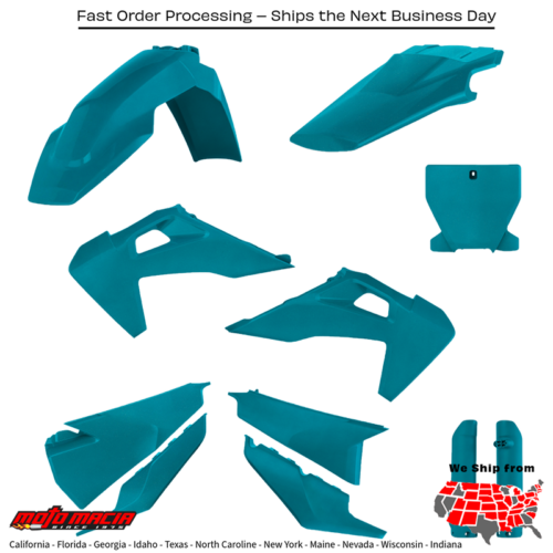 FULL PLASTIC KIT HUS TEAL METALLIC Husqvarna FX 350 FX 450 TC 125 TC 250 FC 250 FC 350 FC 450 FC 450 Rockstar Edition 2019-2022