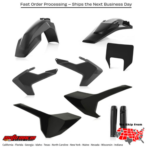 FULL PLASTIC KIT BLACK Husqvarna TE 150 TE 300 FE 250 FE 350 FE 450 FE 501 TE 250 TE 250i TE 300i FE 350S FE 250S FE 450S 2017-2019