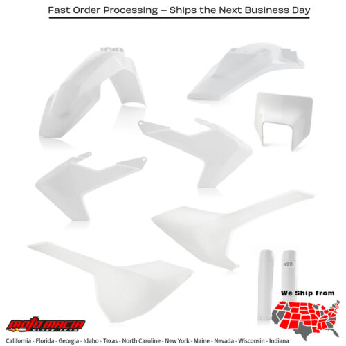FULL PLASTIC KIT WHITE Husqvarna TE 150 TE 300 FE 250 FE 350 FE 450 FE 501 TE 250 TE 250i TE 300i FE 350S FE 250S FE 450S 2017-2019