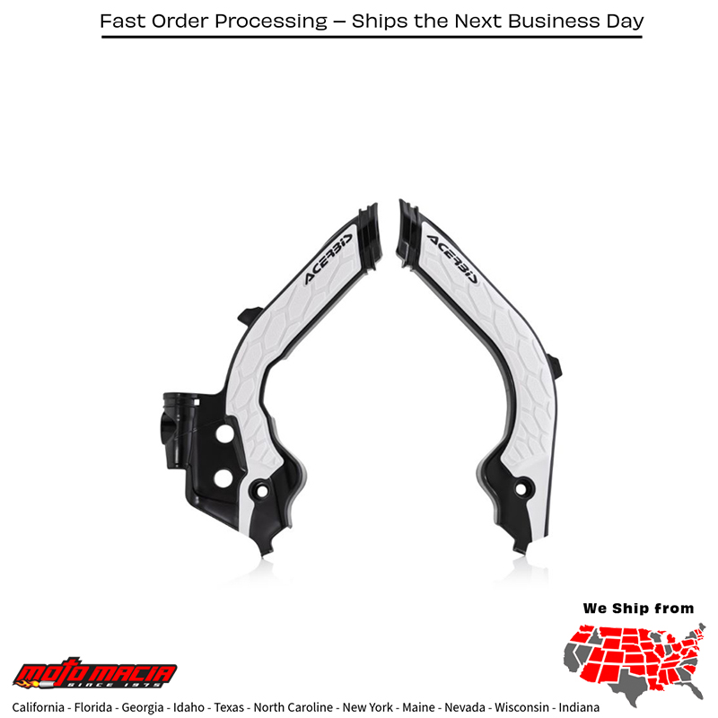 X-GRIP FRAME GUARDS BLACK/WHITE Husqvarna TC 125 2019-2022 Husqvarna TC 250 2019-2022 Husqvarna FC 250 2019-2022 Husqvarna FC 350 2019-2022 Husqvarna FC 450 2019-2022 Husqvarna FC 450 Rockstar Edition 2019-2020 Husqvarna TE 300i 2020-2023 Husqvarna FE 250
